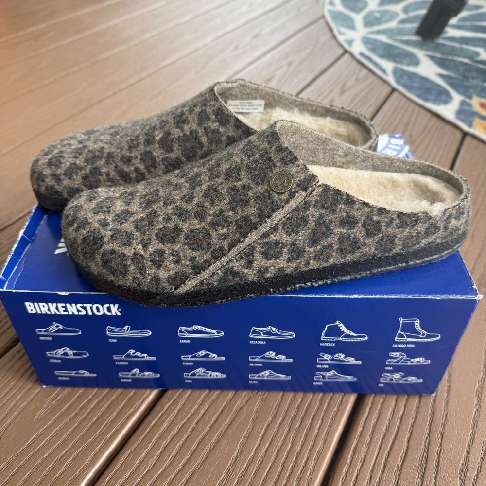 Birkenstock Zermatt Wool Felt Shearling Slipper Size 41 - Leo Toffee Melange-New